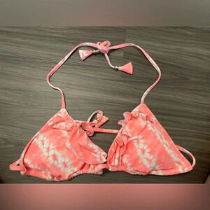 Victoria Secret Teeny triangle flounce bikini top neon nectar color size L